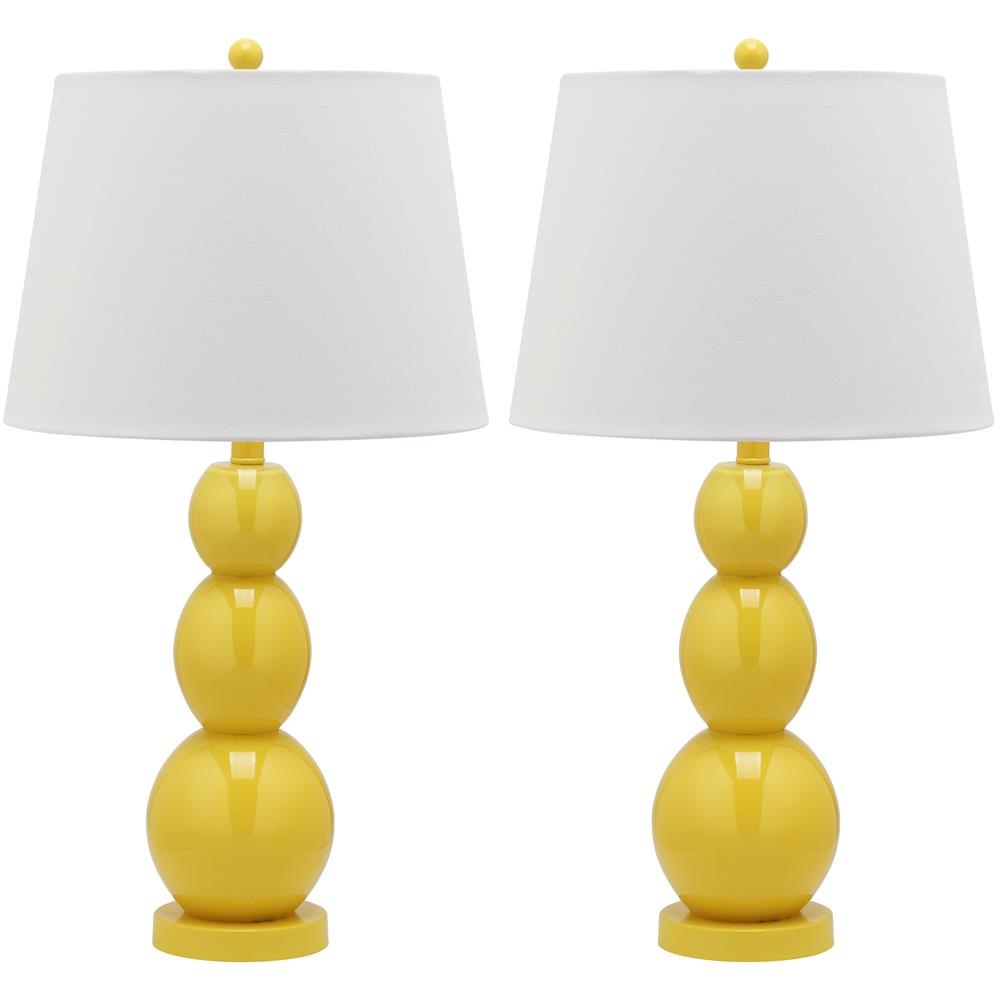 Safavieh LIT4089H JAYNE THREE SPHERE GLASS (SET OF 2) YELLOW BASE AND NECK TABLE LAMP